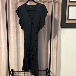 Banana Republic rayon polyester black wrap around mid length small dress